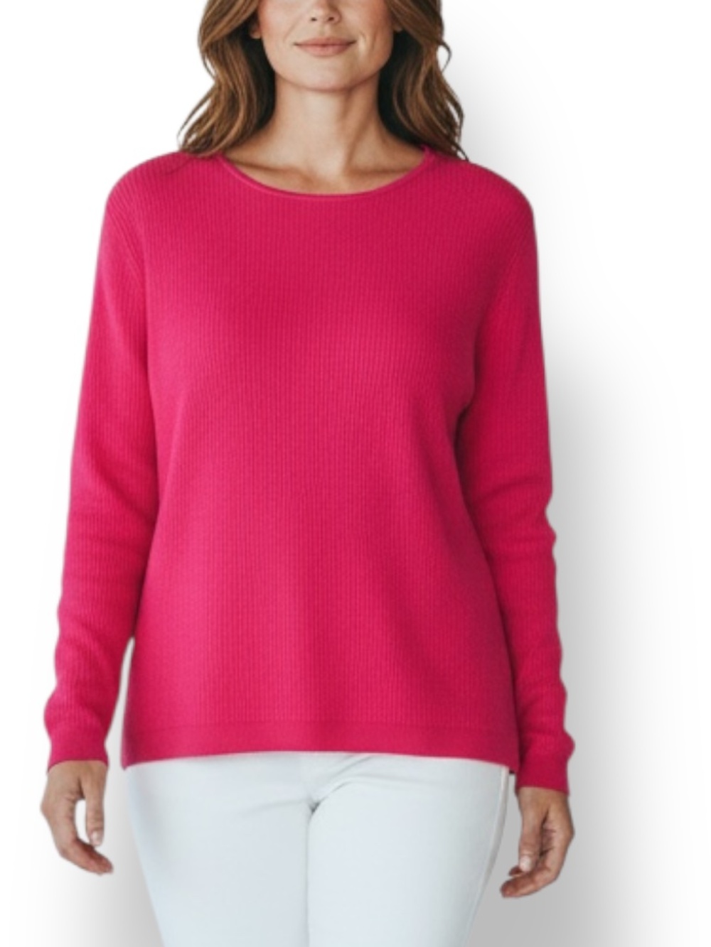4/$20 Forelli Ribbed Knit Tunic Sweater Pink Long Sleeve Stretch Top